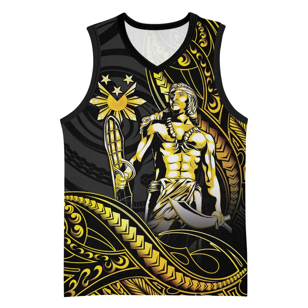 Filipinos Lapu Lapu Hero Basketball Jersey Gold Polynesian Tribal Tattoo LT05 Unisex Gold - Polynesian Pride