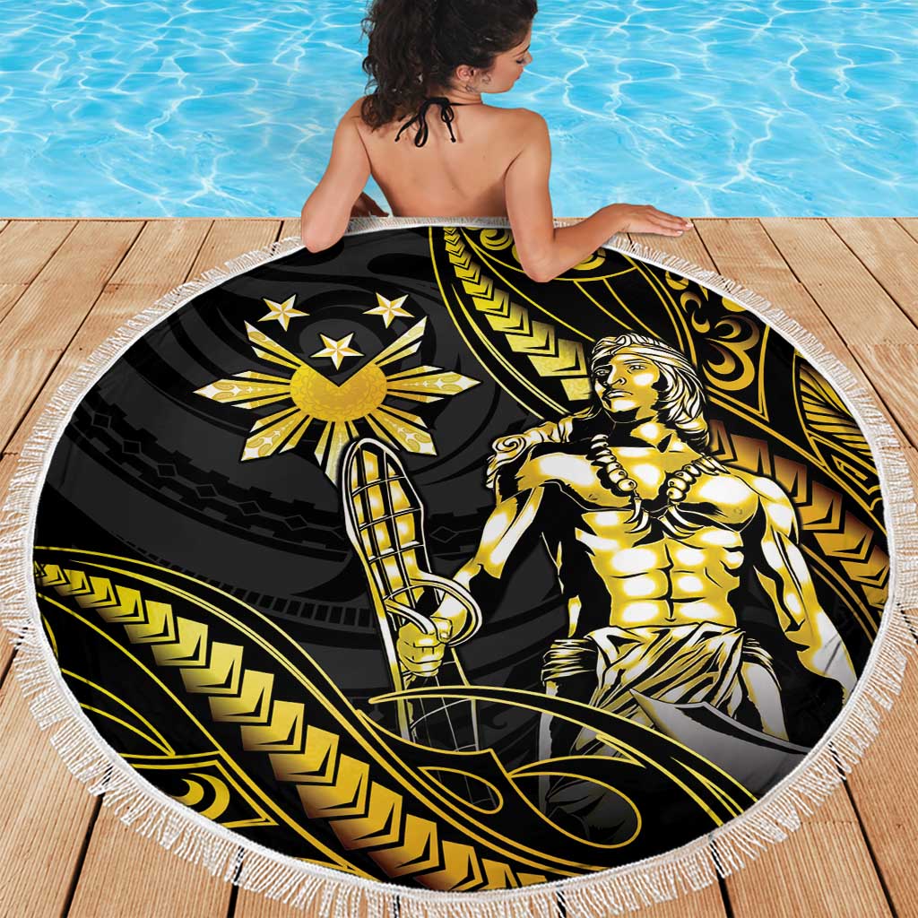 Filipinos Lapu Lapu Hero Beach Blanket Gold Polynesian Tribal Tattoo