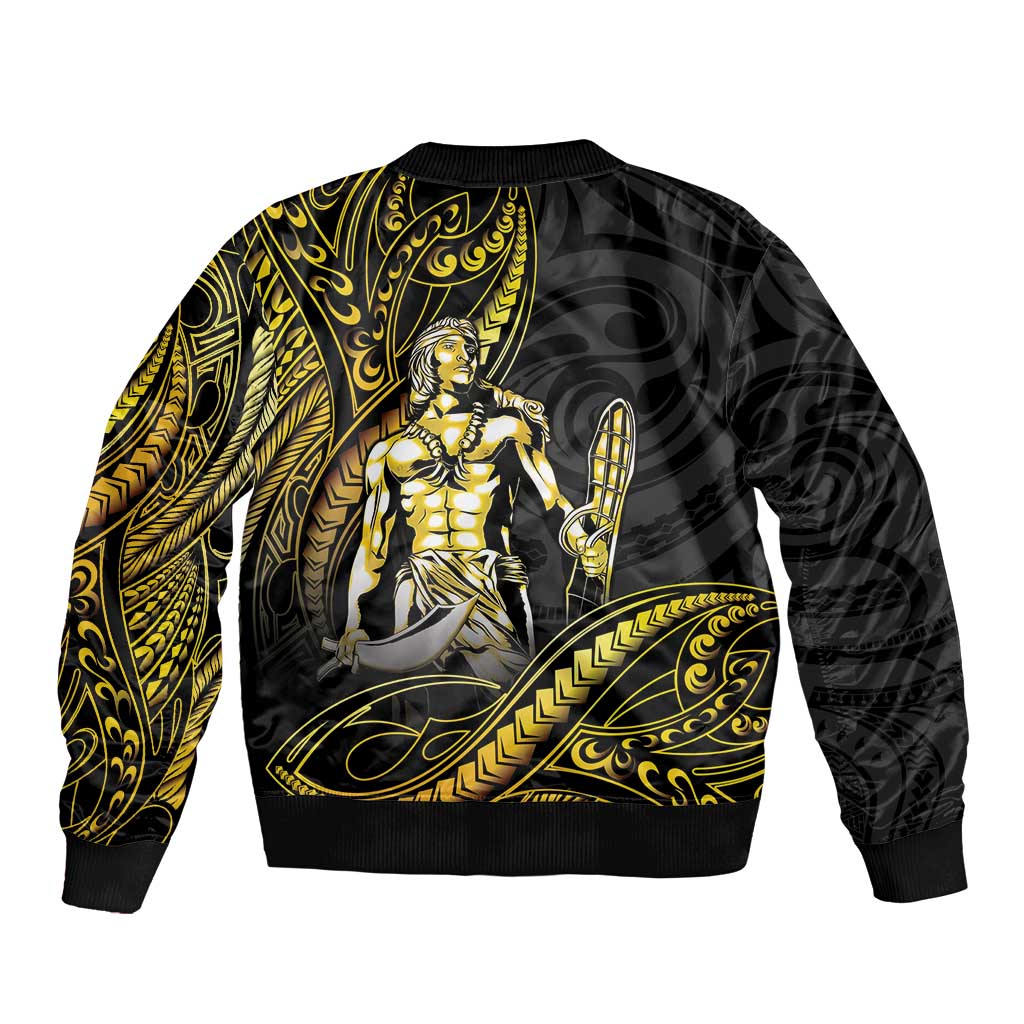 Filipinos Lapu Lapu Hero Bomber Jacket Gold Polynesian Tribal Tattoo LT05 - Polynesian Pride