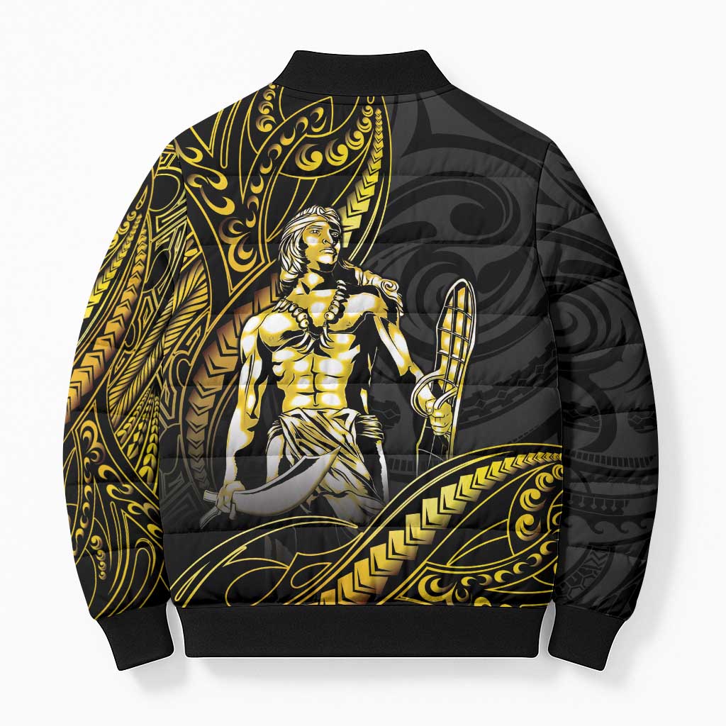 Filipinos Lapu Lapu Hero Bomber Puffer Jacket Gold Polynesian Tribal Tattoo LT05 - Polynesian Pride
