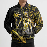 Filipinos Lapu Lapu Hero Bomber Puffer Jacket Gold Polynesian Tribal Tattoo LT05 - Polynesian Pride