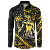 Filipinos Lapu Lapu Hero Button Sweatshirt Gold Polynesian Tribal Tattoo LT05 Gold - Polynesian Pride