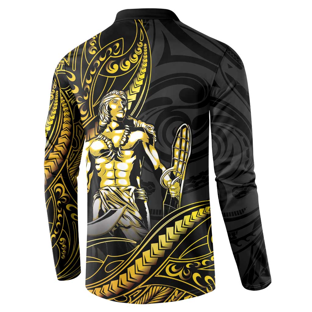 Filipinos Lapu Lapu Hero Button Sweatshirt Gold Polynesian Tribal Tattoo LT05 - Polynesian Pride