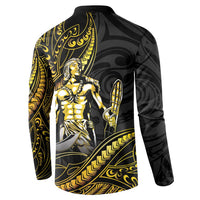 Filipinos Lapu Lapu Hero Button Sweatshirt Gold Polynesian Tribal Tattoo LT05 - Polynesian Pride