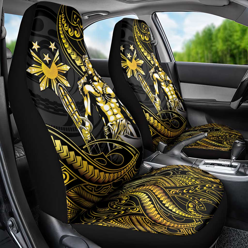 Filipinos Lapu Lapu Hero Car Seat Cover Gold Polynesian Tribal Tattoo LT05 - Polynesian Pride