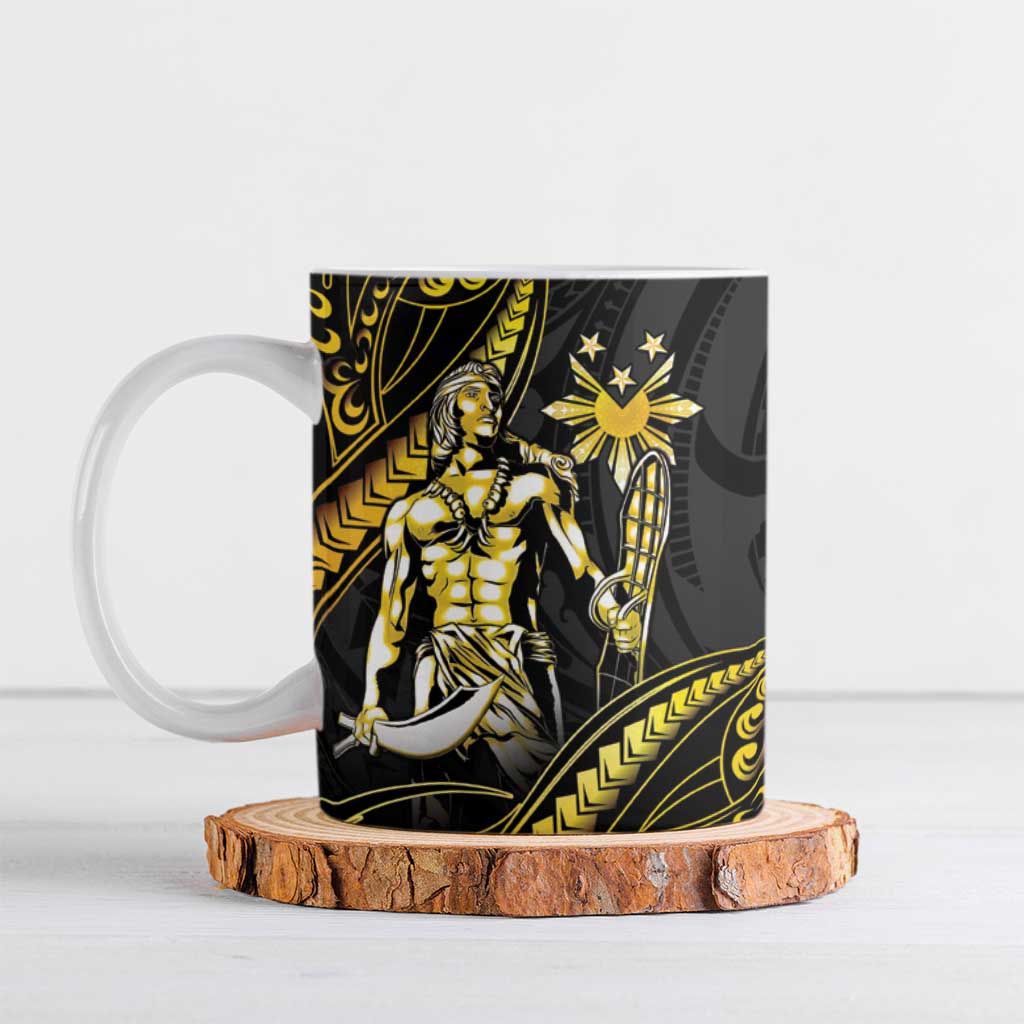 Filipinos Lapu Lapu Hero Ceramic Mug Gold Polynesian Tribal Tattoo LT05 Gold - Polynesian Pride