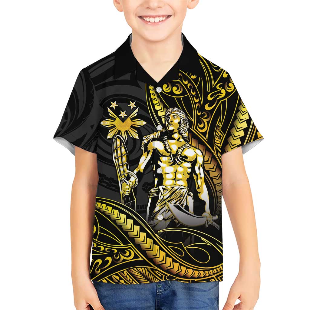 Filipinos Lapu Lapu Hero Family Matching Mermaid Dress and Hawaiian Shirt Gold Polynesian Tribal Tattoo