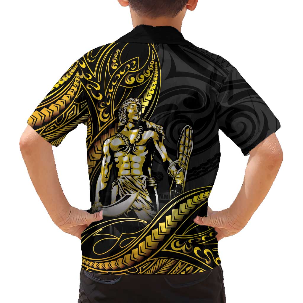 Filipinos Lapu Lapu Hero Family Matching Summer Maxi Dress and Hawaiian Shirt Gold Polynesian Tribal Tattoo