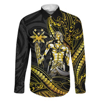 Filipinos Lapu Lapu Hero Family Matching Tank Maxi Dress and Hawaiian Shirt Gold Polynesian Tribal Tattoo