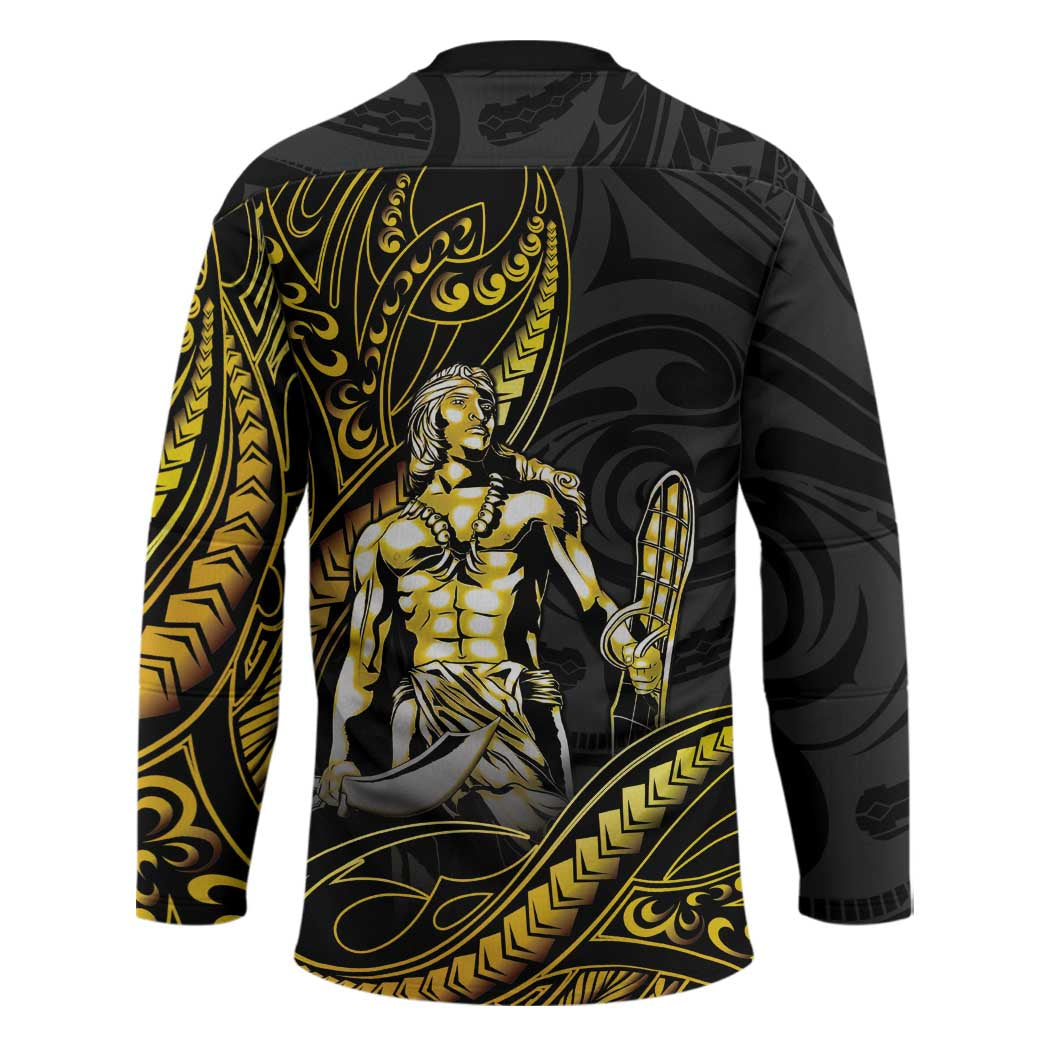 Filipinos Lapu Lapu Hero Hockey Jersey Gold Polynesian Tribal Tattoo LT05 - Polynesian Pride
