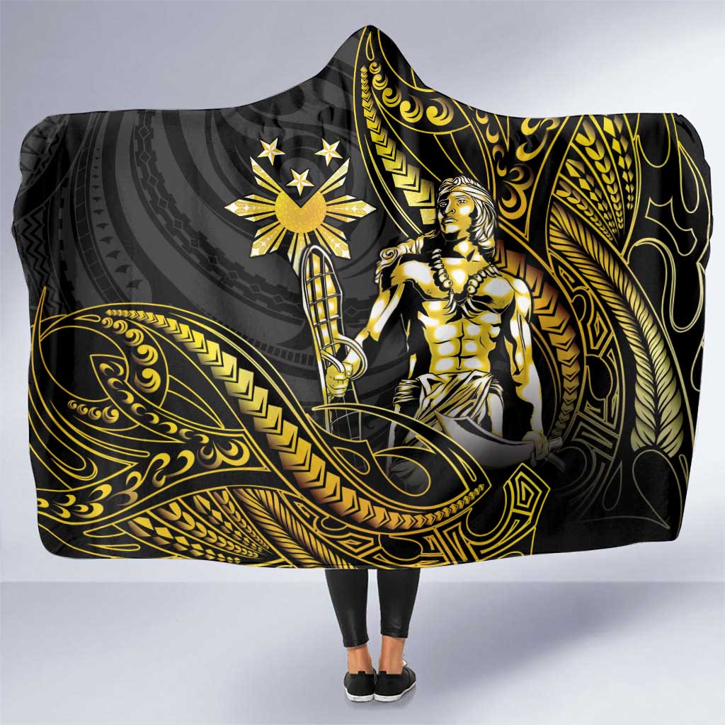 Filipinos Lapu Lapu Hero Hooded Blanket Gold Polynesian Tribal Tattoo LT05 One Size Gold - Polynesian Pride