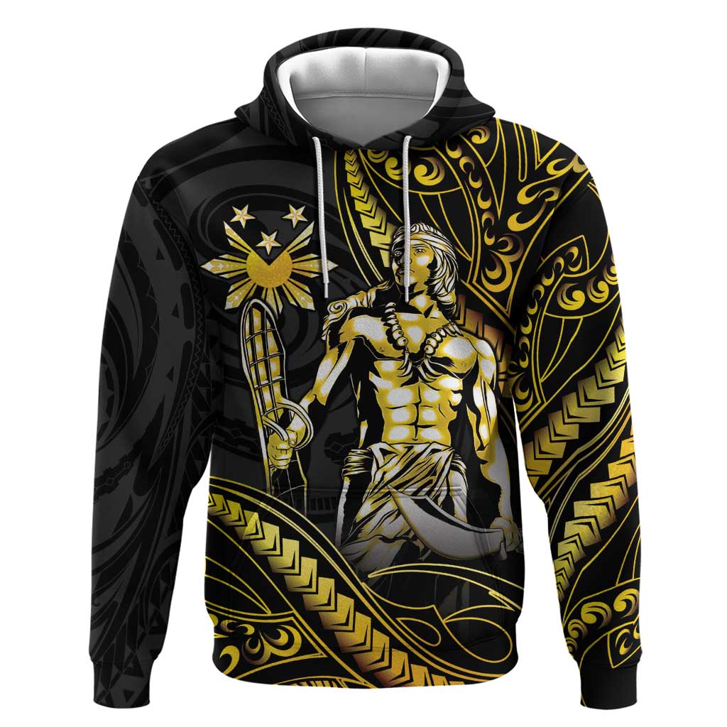 Filipinos Lapu Lapu Hero Hoodie Gold Polynesian Tribal Tattoo LT05 Pullover Hoodie Gold - Polynesian Pride