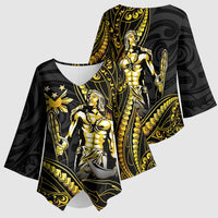 Filipinos Lapu Lapu Hero Kimono Sleeve Blouse Gold Polynesian Tribal Tattoo LT05 - Polynesian Pride