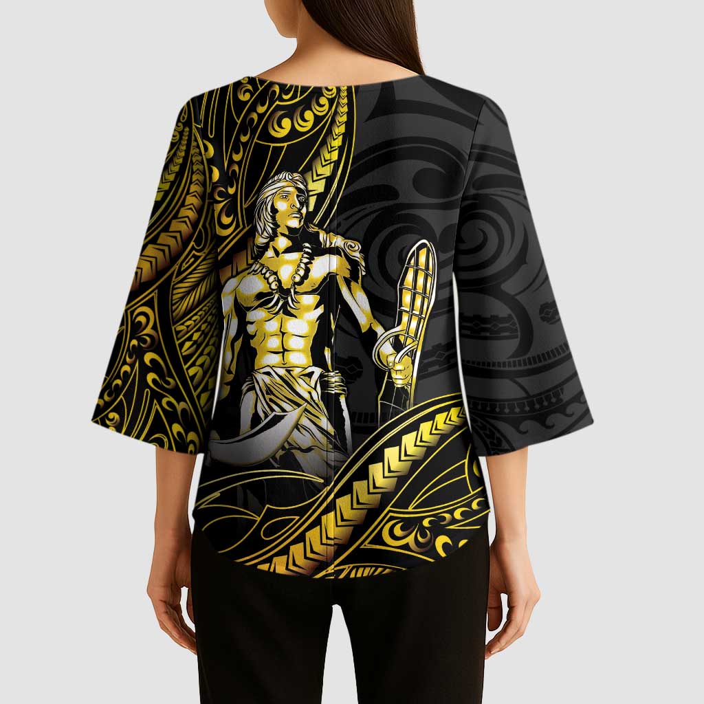 Filipinos Lapu Lapu Hero Kimono Sleeve Blouse Gold Polynesian Tribal Tattoo LT05 - Polynesian Pride