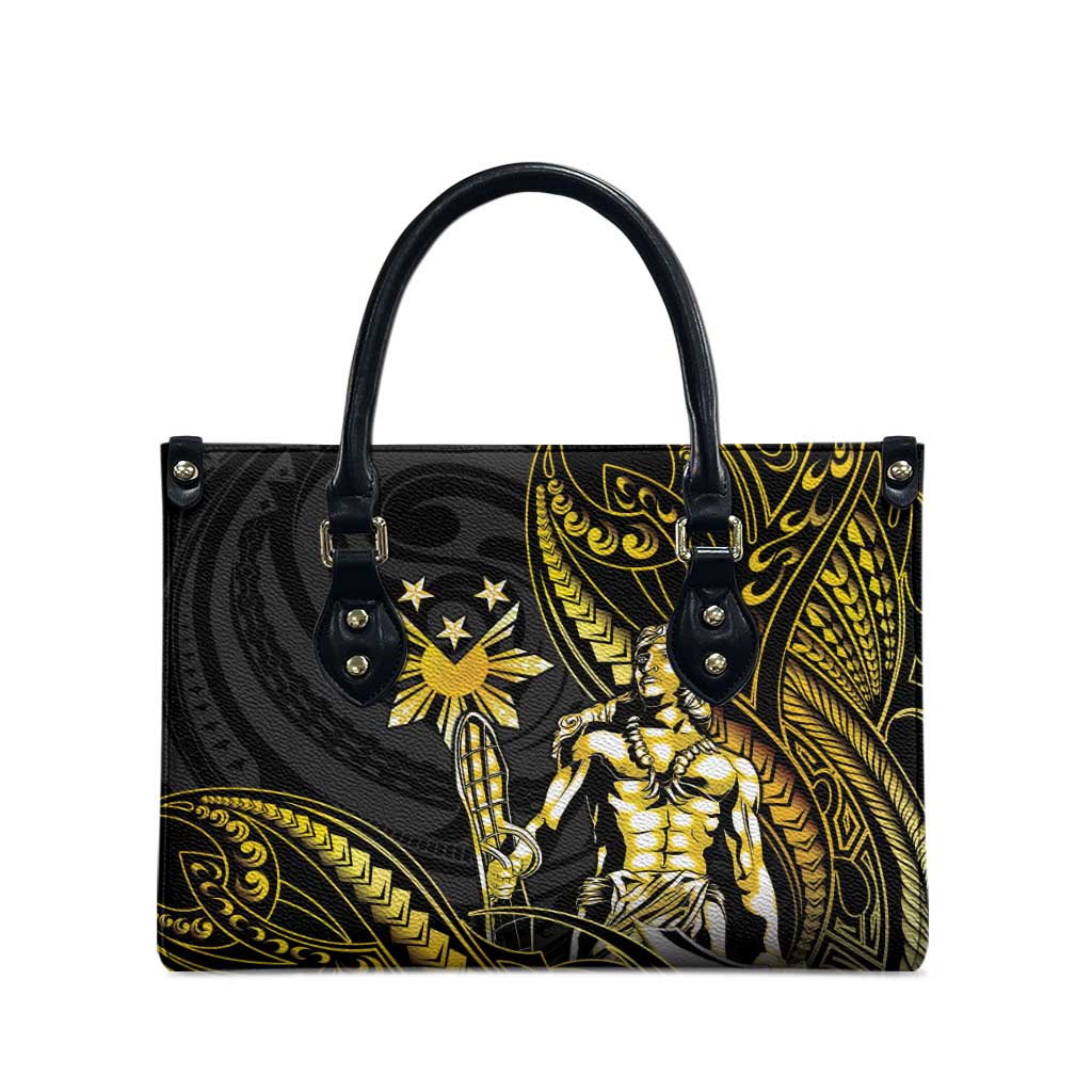 Filipinos Lapu Lapu Hero Leather Bag Gold Polynesian Tribal Tattoo LT05 - Polynesian Pride
