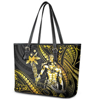 Filipinos Lapu Lapu Hero Leather Tote Bag Gold Polynesian Tribal Tattoo LT05 - Polynesian Pride