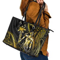 Filipinos Lapu Lapu Hero Leather Tote Bag Gold Polynesian Tribal Tattoo LT05 - Polynesian Pride