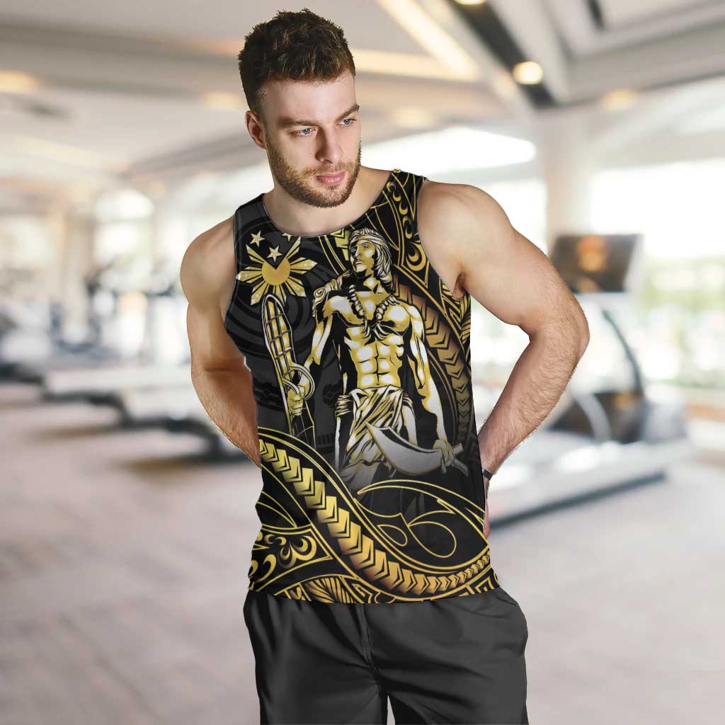 Filipinos Lapu Lapu Hero Men Tank Top Gold Polynesian Tribal Tattoo LT05 Gold - Polynesian Pride