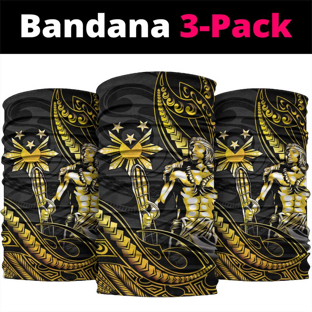 Filipinos Lapu Lapu Hero Neck Gaiter Gold Polynesian Tribal Tattoo LT05 package One Size: 25*50cm Gold - Polynesian Pride