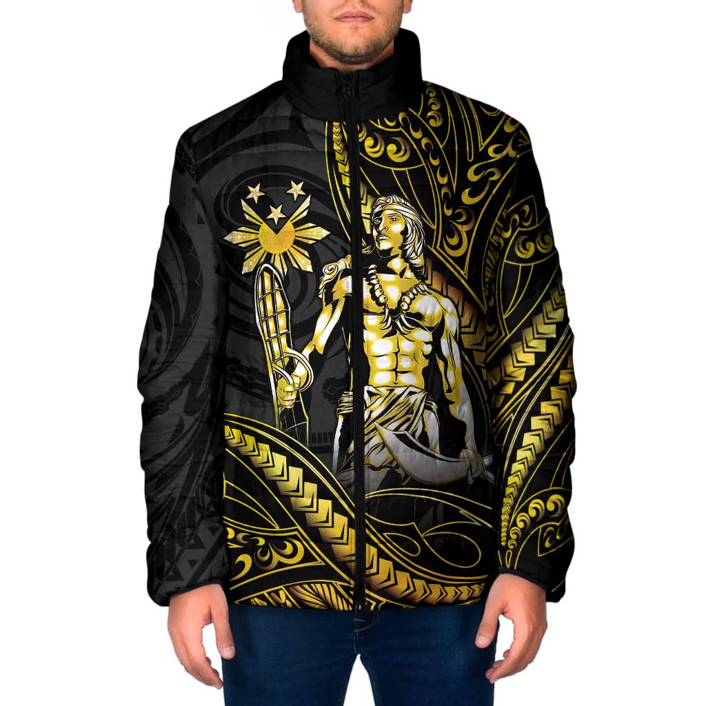 Filipinos Lapu Lapu Hero Padded Jacket Gold Polynesian Tribal Tattoo LT05 Men Gold - Polynesian Pride