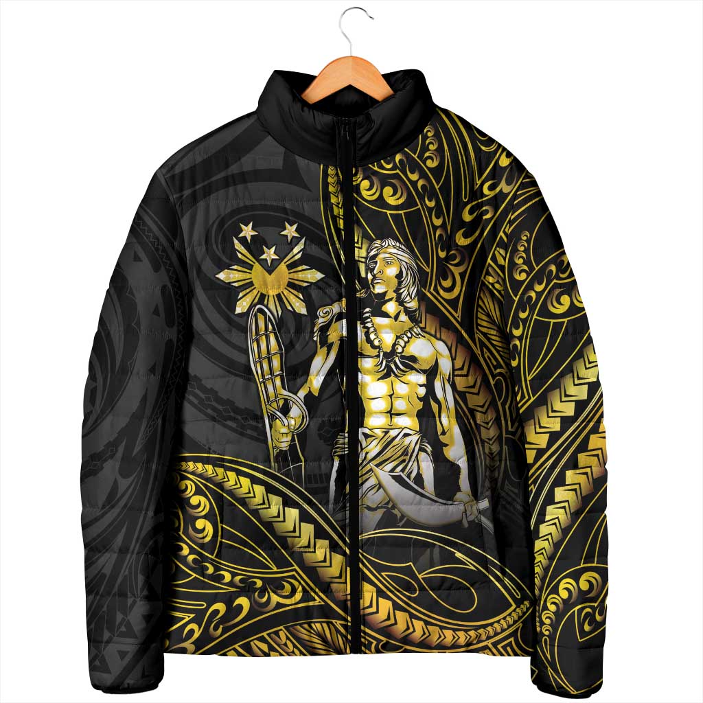 Filipinos Lapu Lapu Hero Padded Jacket Gold Polynesian Tribal Tattoo LT05 - Polynesian Pride