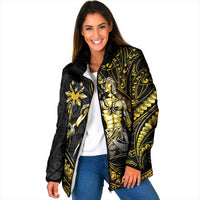 Filipinos Lapu Lapu Hero Padded Jacket Gold Polynesian Tribal Tattoo LT05 Women Gold - Polynesian Pride