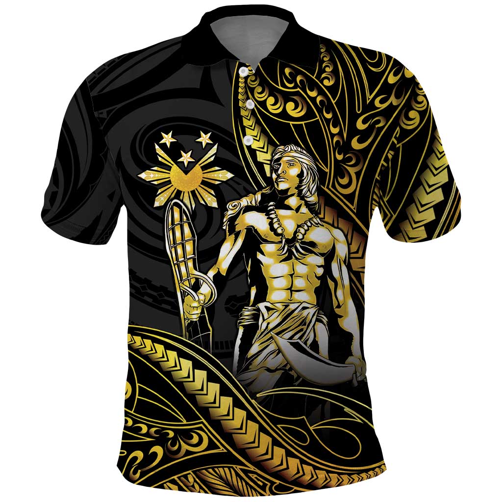 Filipinos Lapu Lapu Hero Polo Shirt Gold Polynesian Tribal Tattoo LT05 Gold - Polynesian Pride