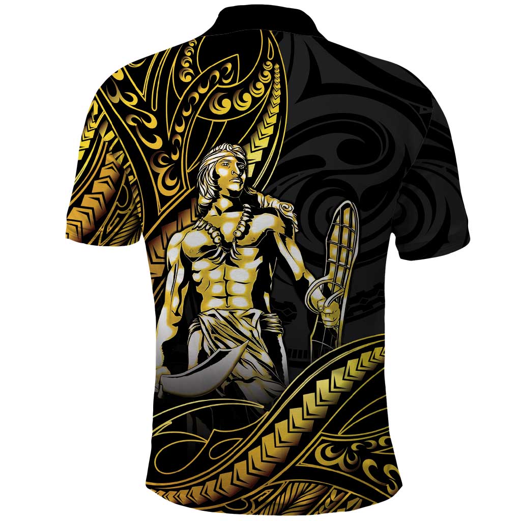 Filipinos Lapu Lapu Hero Polo Shirt Gold Polynesian Tribal Tattoo LT05 - Polynesian Pride