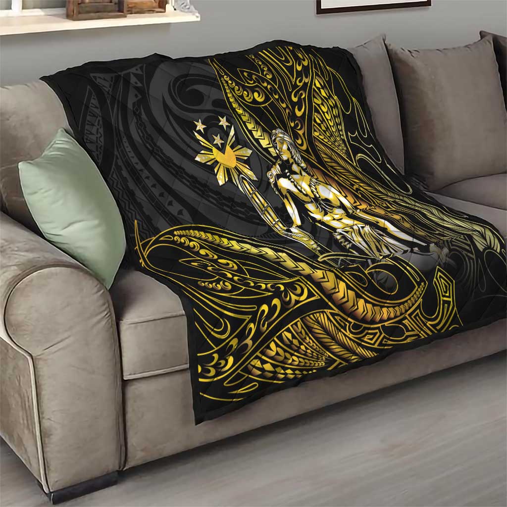 Filipinos Lapu Lapu Hero Quilt Gold Polynesian Tribal Tattoo