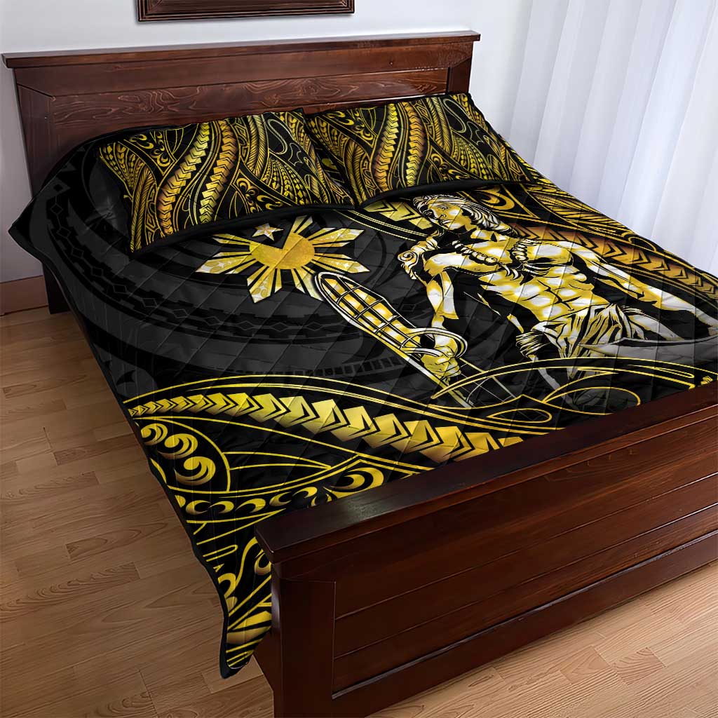 Filipinos Lapu Lapu Hero Quilt Bed Set Gold Polynesian Tribal Tattoo LT05 - Polynesian Pride