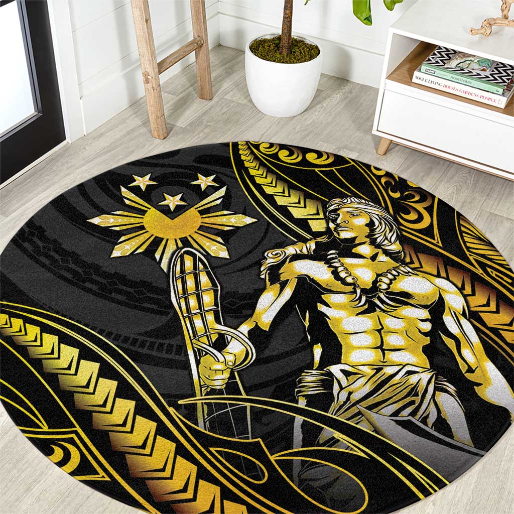 Filipinos Lapu Lapu Hero Round Carpet Gold Polynesian Tribal Tattoo LT05 Gold - Polynesian Pride