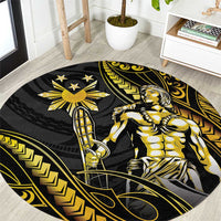 Filipinos Lapu Lapu Hero Round Carpet Gold Polynesian Tribal Tattoo LT05 Gold - Polynesian Pride