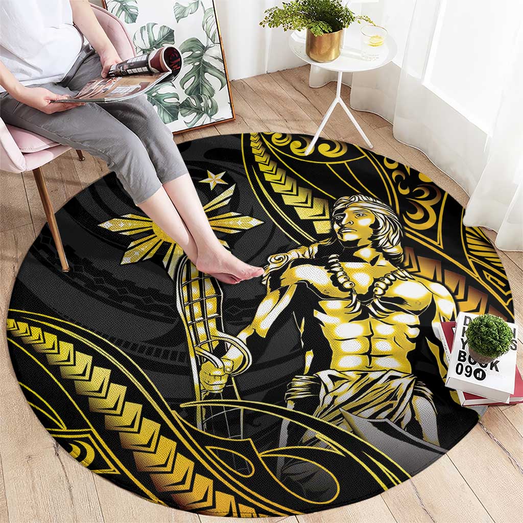 Filipinos Lapu Lapu Hero Round Carpet Gold Polynesian Tribal Tattoo LT05 - Polynesian Pride