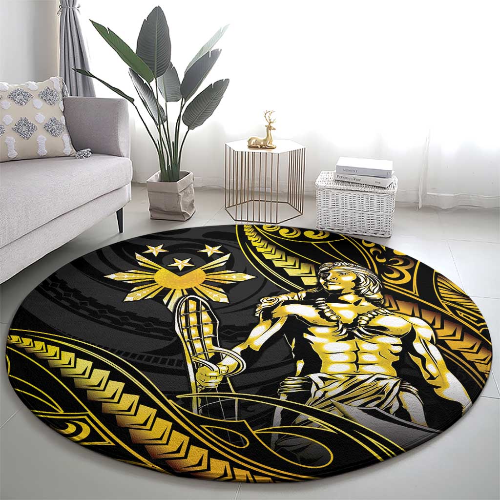 Filipinos Lapu Lapu Hero Round Carpet Gold Polynesian Tribal Tattoo LT05 - Polynesian Pride