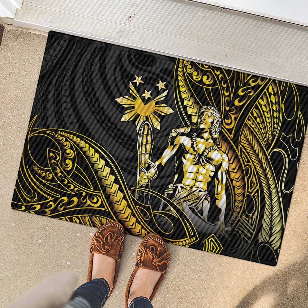 Filipinos Lapu Lapu Hero Rubber Doormat Gold Polynesian Tribal Tattoo LT05 - Polynesian Pride