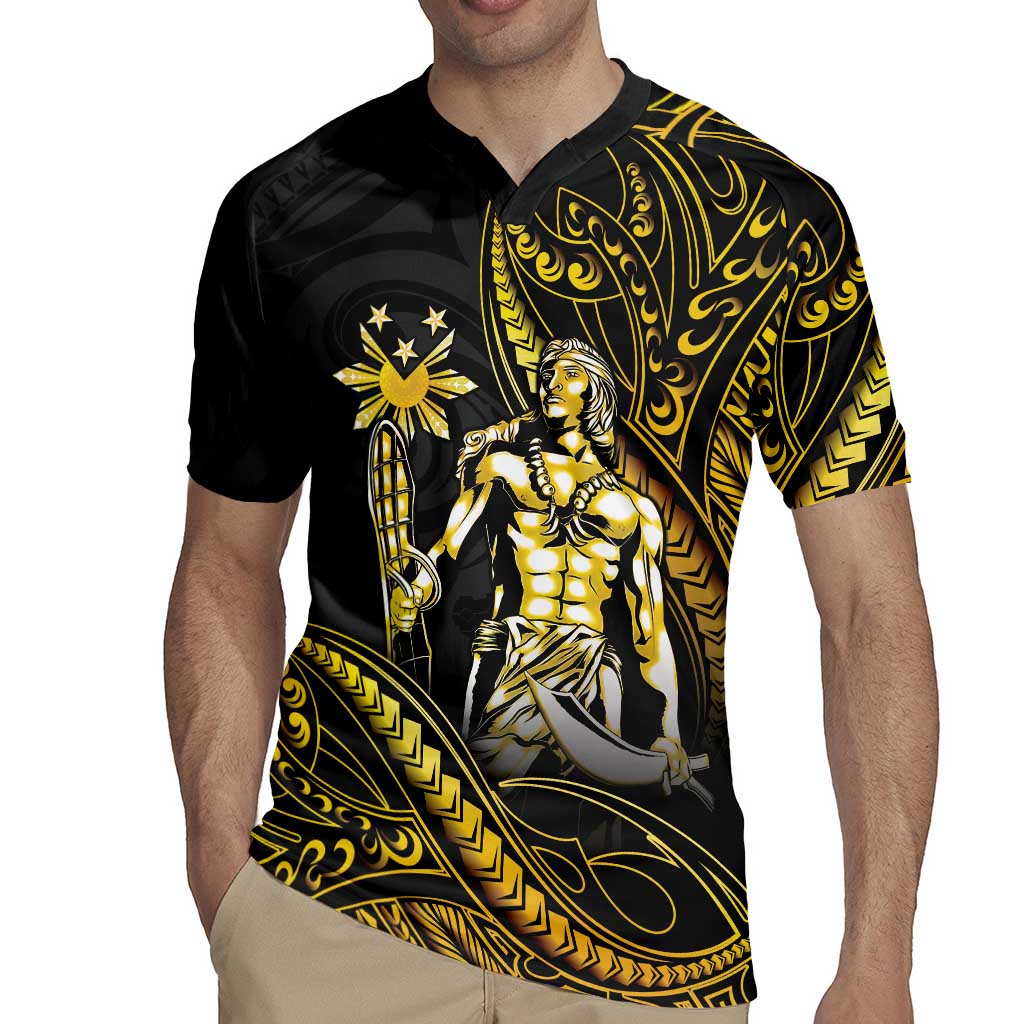 Filipinos Lapu Lapu Hero Rugby Jersey Gold Polynesian Tribal Tattoo LT05 - Polynesian Pride