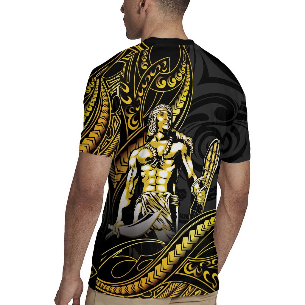 Filipinos Lapu Lapu Hero Rugby Jersey Gold Polynesian Tribal Tattoo LT05 - Polynesian Pride