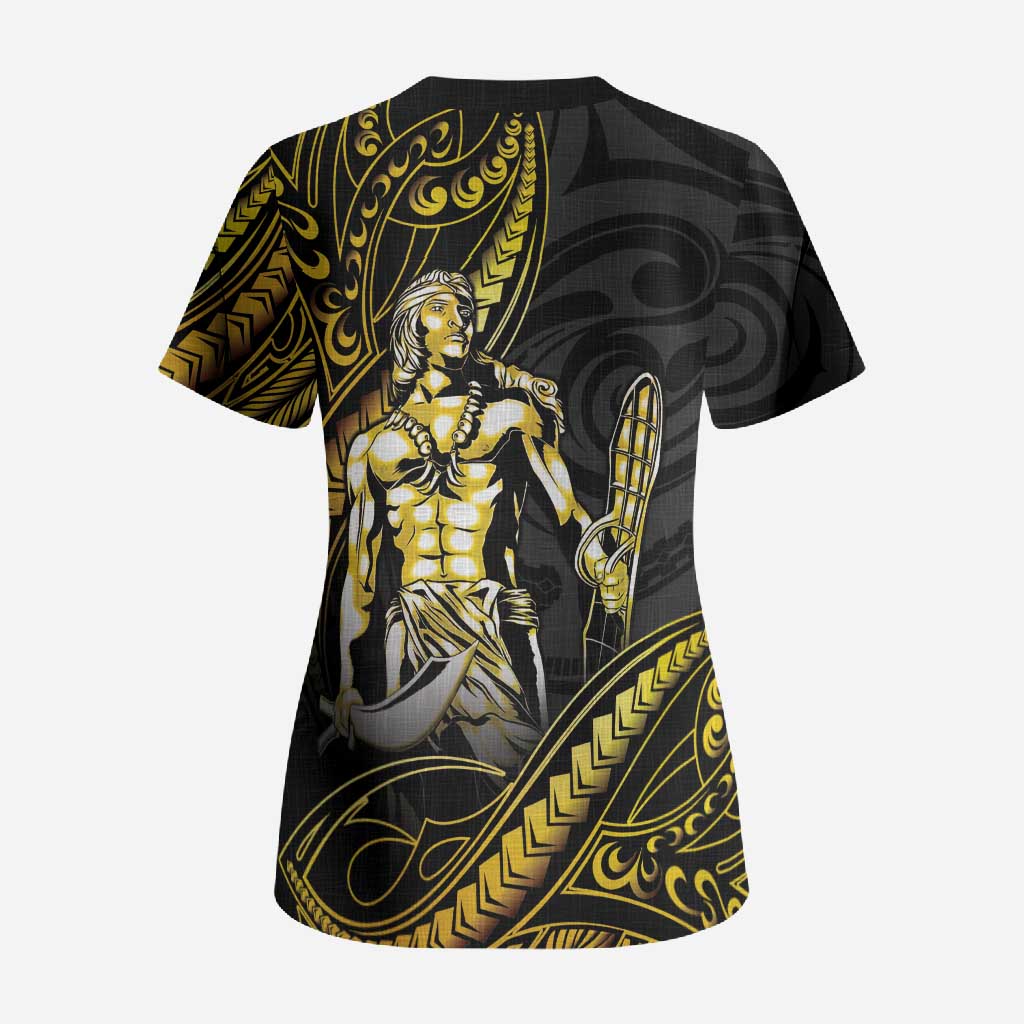Filipinos Lapu Lapu Hero Scrub Top Gold Polynesian Tribal Tattoo LT05 - Polynesian Pride