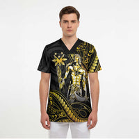 Filipinos Lapu Lapu Hero Scrub Top Gold Polynesian Tribal Tattoo LT05 - Polynesian Pride