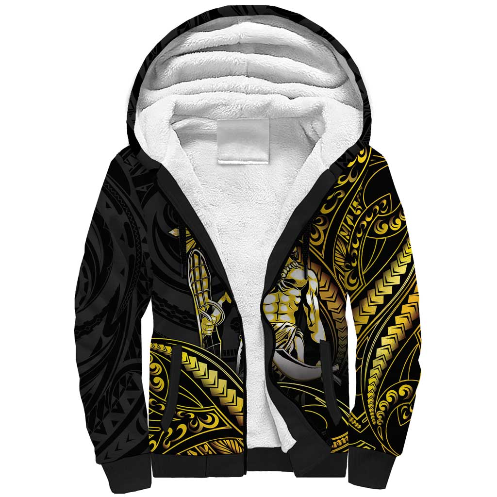 Filipinos Lapu Lapu Hero Sherpa Hoodie Gold Polynesian Tribal Tattoo LT05 Unisex Gold - Polynesian Pride