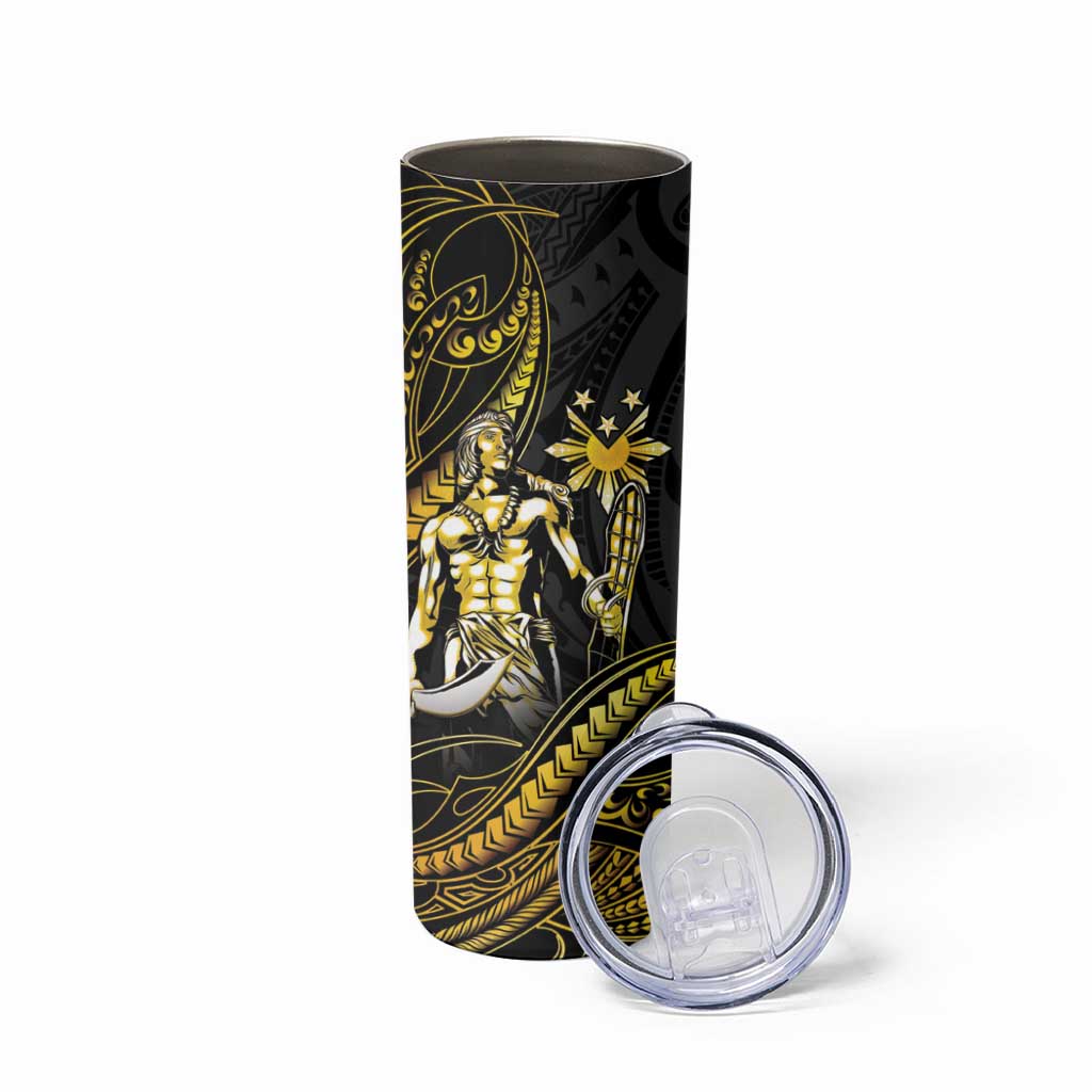 Filipinos Lapu Lapu Hero Skinny Tumbler Gold Polynesian Tribal Tattoo