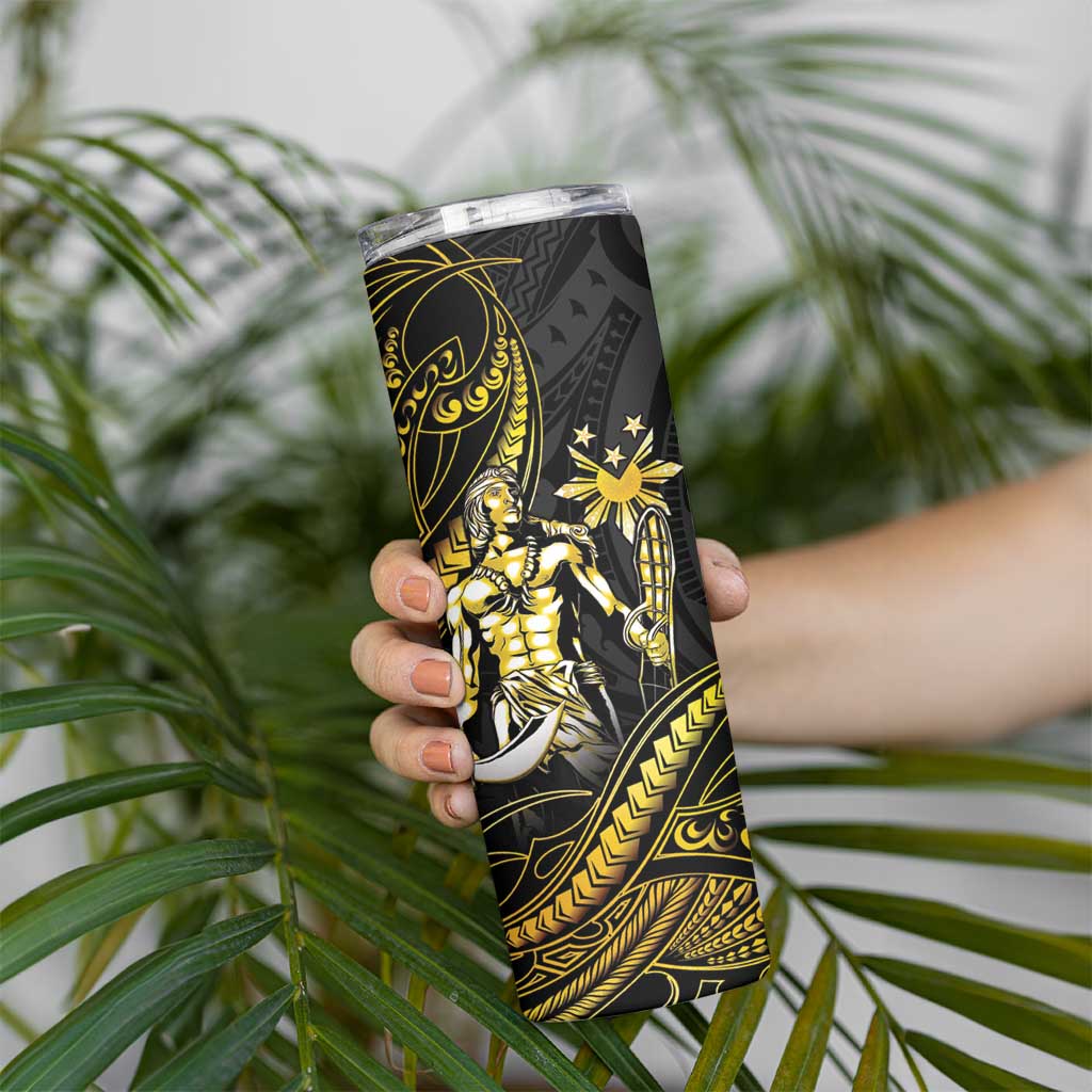 Filipinos Lapu Lapu Hero Skinny Tumbler Gold Polynesian Tribal Tattoo