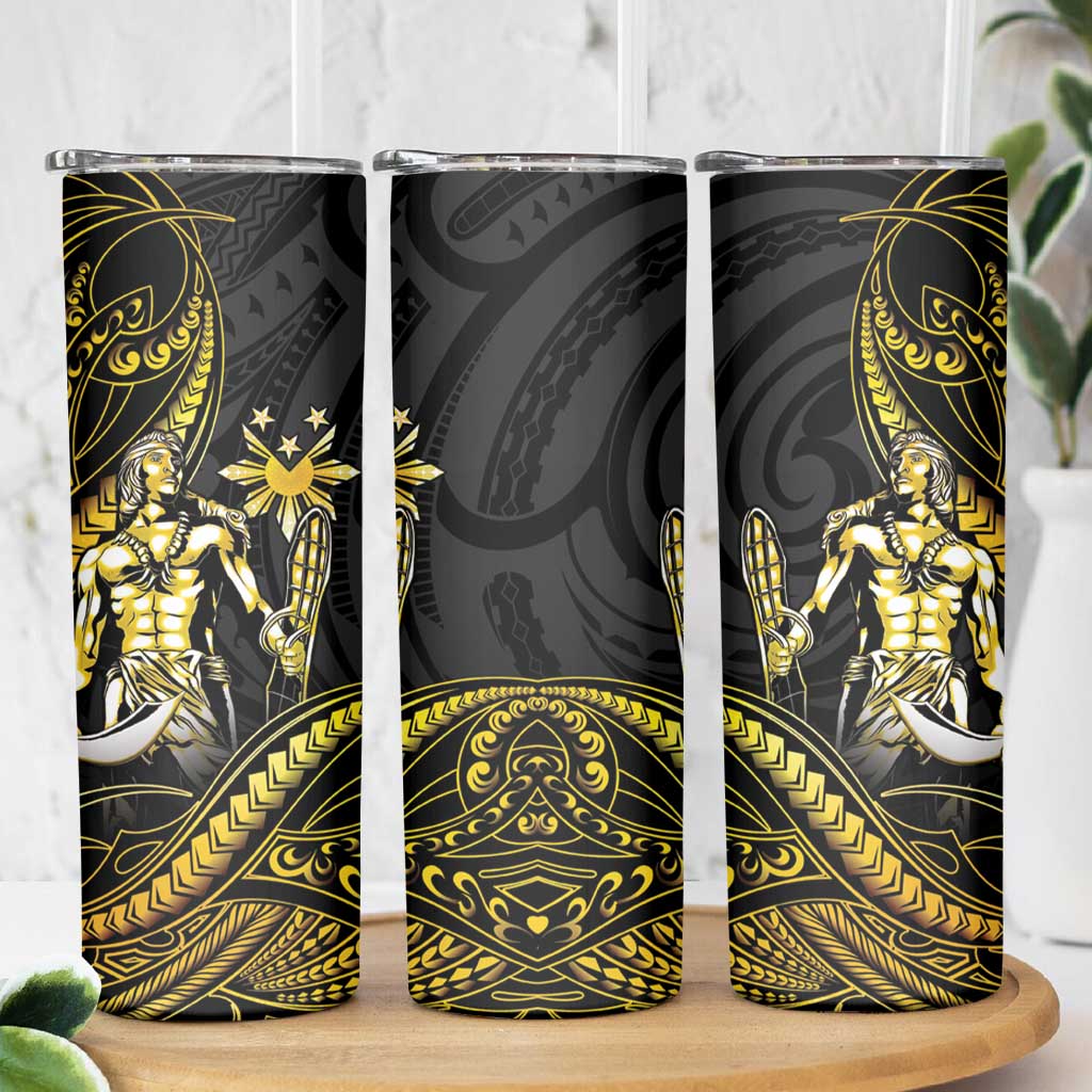 Filipinos Lapu Lapu Hero Skinny Tumbler Gold Polynesian Tribal Tattoo