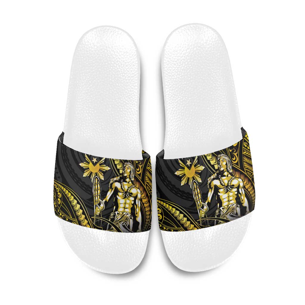 Filipinos Lapu Lapu Hero Slide Sandals Gold Polynesian Tribal Tattoo LT05 Gold - Polynesian Pride