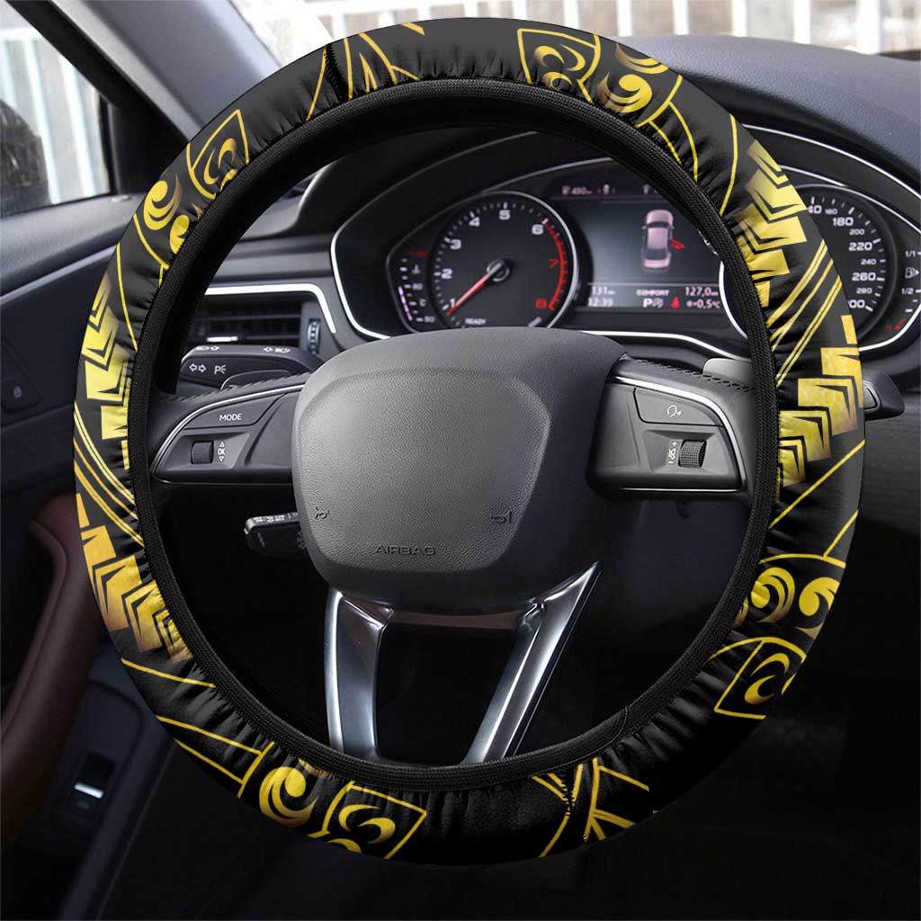 Filipinos Lapu Lapu Hero Steering Wheel Cover Gold Polynesian Tribal Tattoo LT05 - Polynesian Pride