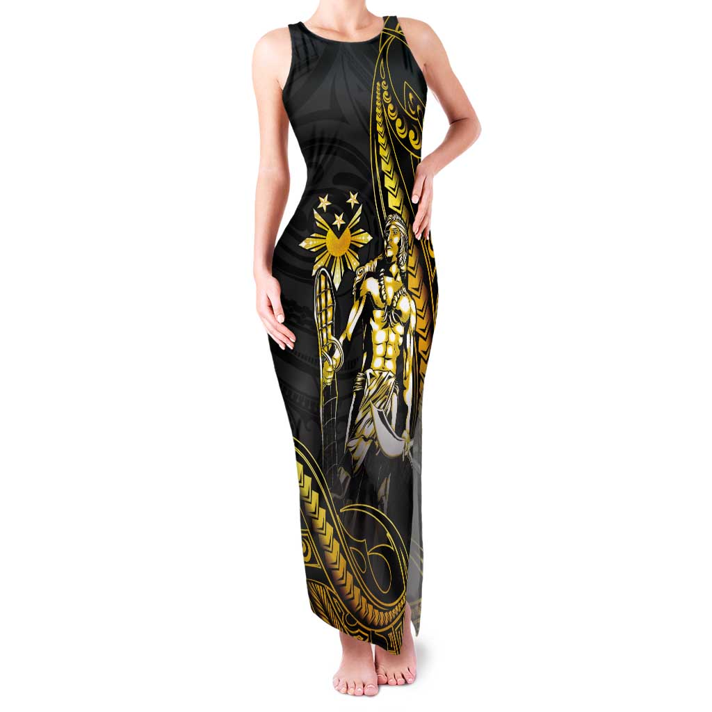 Filipinos Lapu Lapu Hero Tank Maxi Dress Gold Polynesian Tribal Tattoo LT05 Women Gold - Polynesian Pride