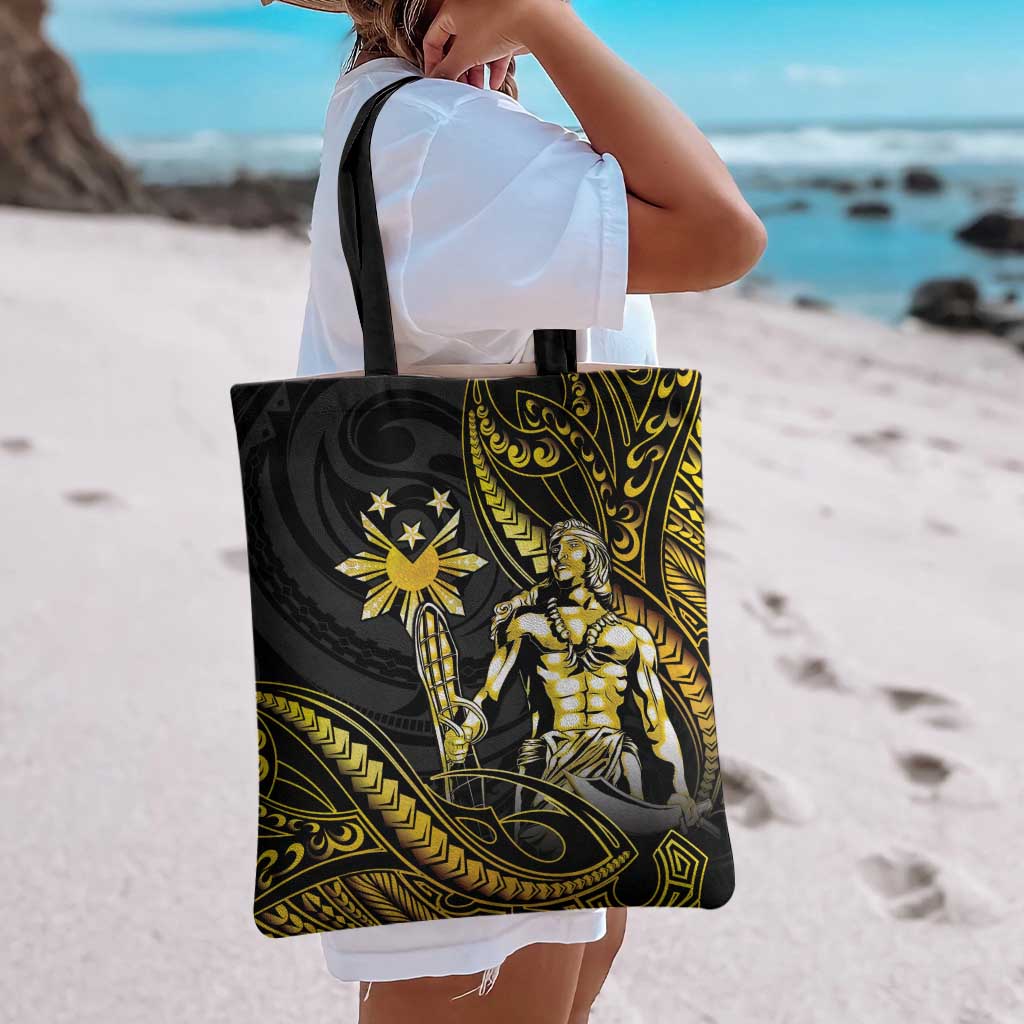 Filipinos Lapu Lapu Hero Tote Bag Gold Polynesian Tribal Tattoo LT05 - Polynesian Pride