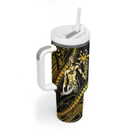 Filipinos Lapu Lapu Hero Tumbler With Handle Gold Polynesian Tribal Tattoo LT05 - Polynesian Pride