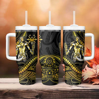 Filipinos Lapu Lapu Hero Tumbler With Handle Gold Polynesian Tribal Tattoo LT05 - Polynesian Pride
