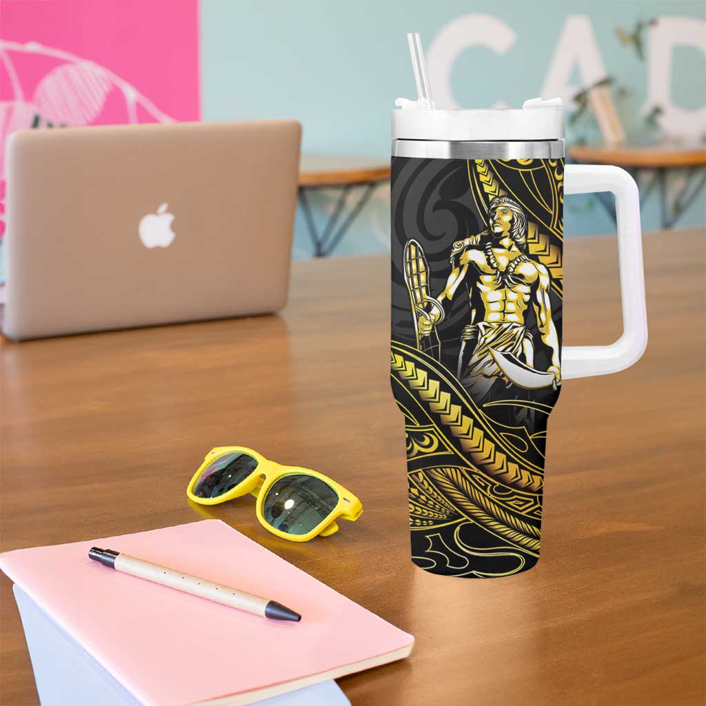Filipinos Lapu Lapu Hero Tumbler With Handle Gold Polynesian Tribal Tattoo LT05 - Polynesian Pride